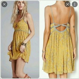 Yellow Mini Dress with Strappy Back